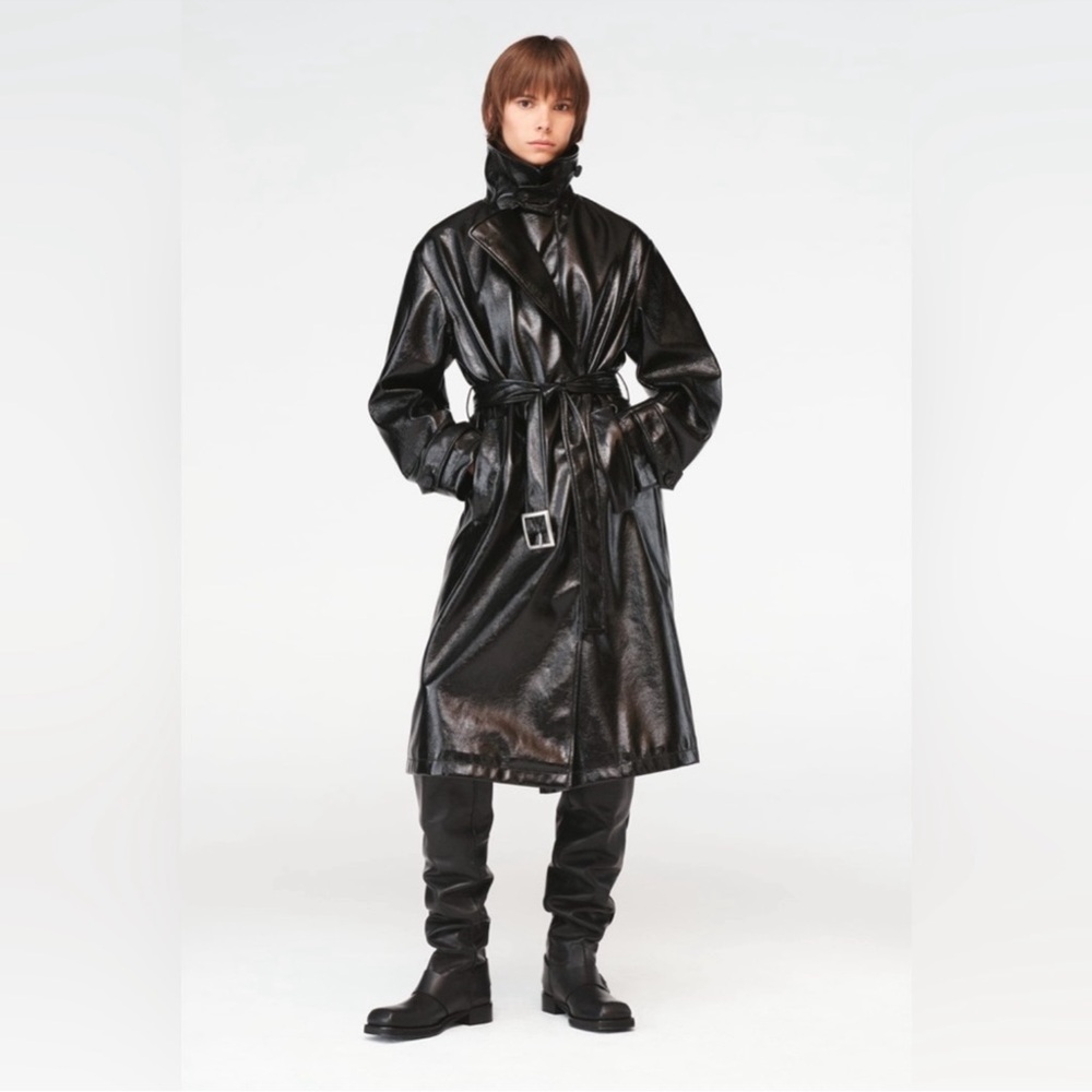 Zara X STEVEN MEISEL BELTED LEATHER TRENCH